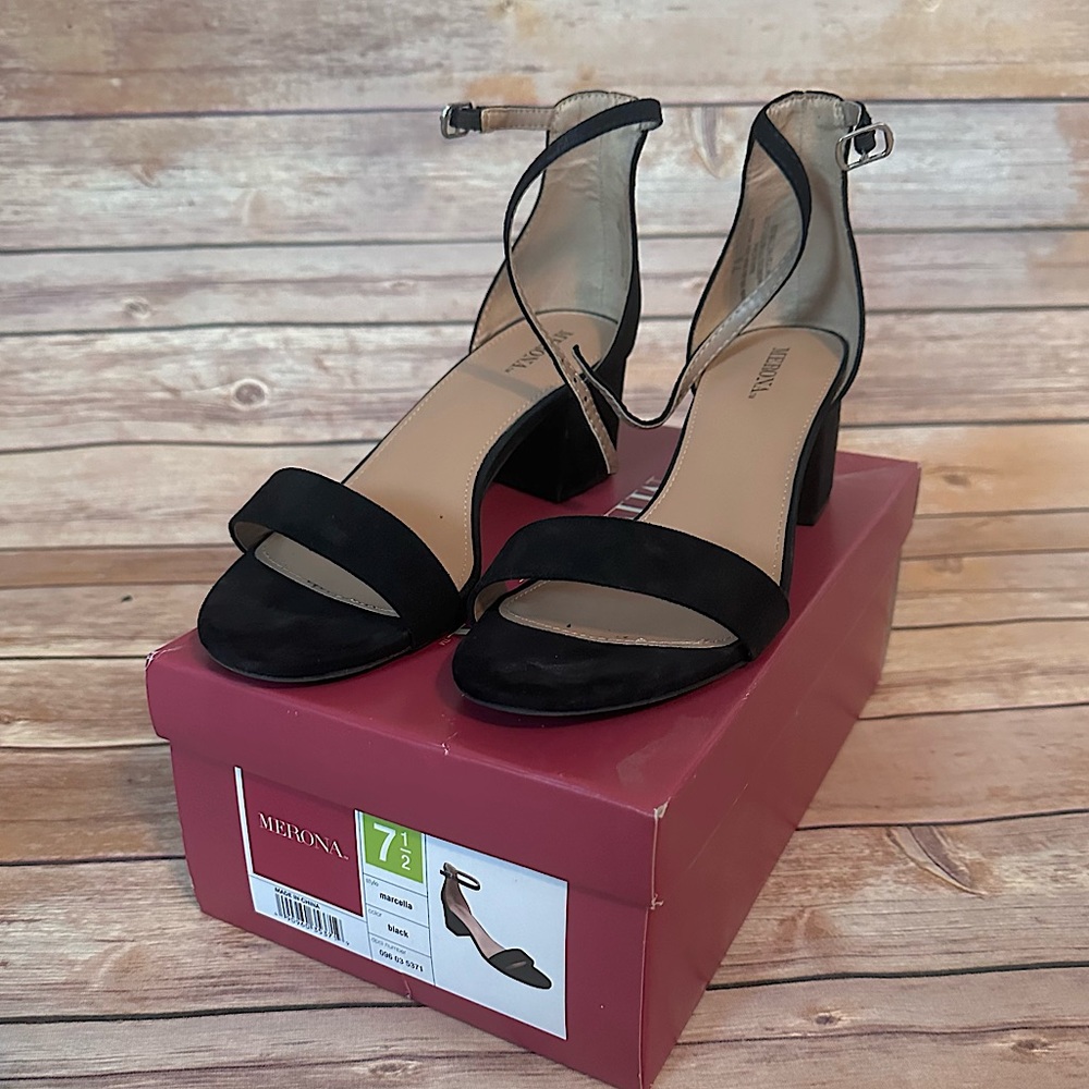Merino Marcella Blocked Heel - Black